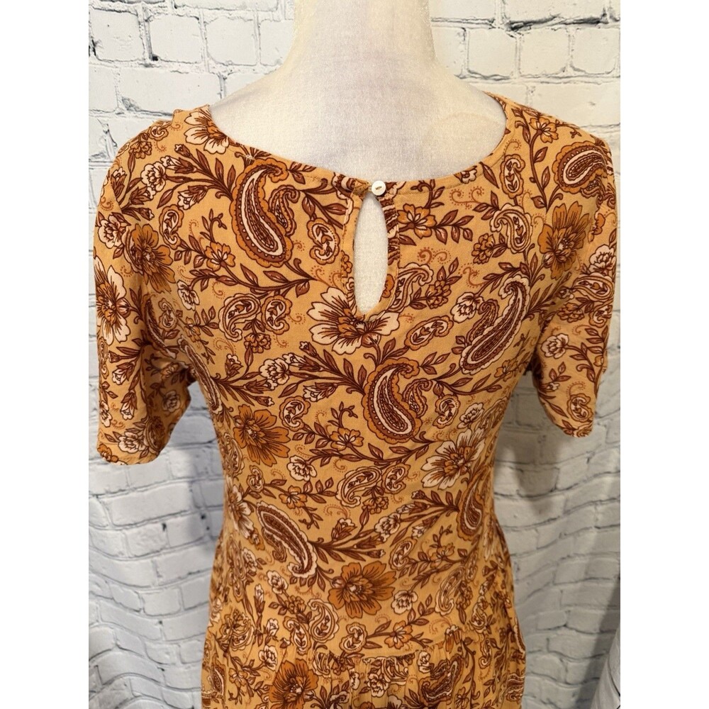 Patrons of Peace Women's Border Print Toluca Dress Orange Boho Small - Picture 6 of 9